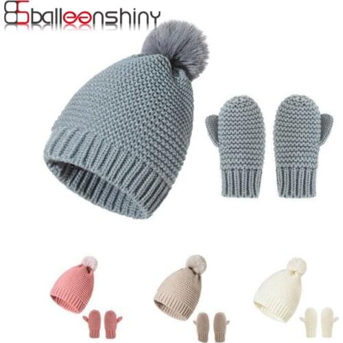 Baby Children Winter Hat and Gloves Set 2pcs for 0-3years Boy Girl New Autumn Winter Knitted Woolen Cap for Outdoor Warmth