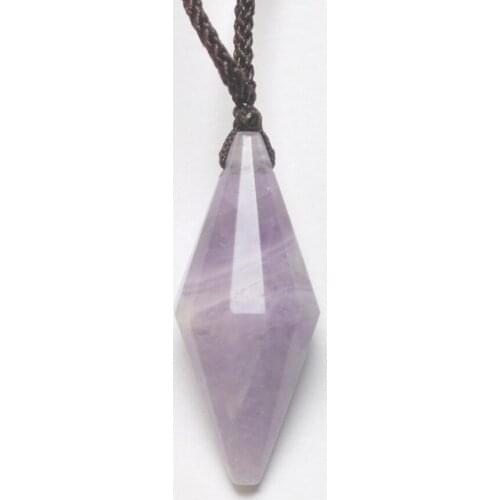 Purple Crystal Stone Adjustable Nylon Rope Braid Necklace Jewelry For Woman Gift 1PCS F426