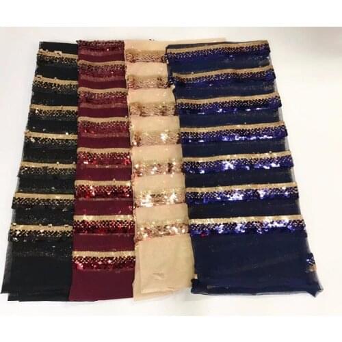 French net Fabric JRB-JY110619 with sequins Embroidered Tulle Fabric African French Lace Fabric