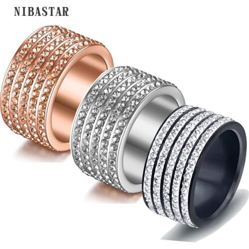 Hot Sale Black Gun Plated Women Jewelry Cool 5 Row Stainless Steel Black Ring