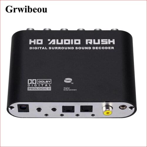 GRWIBEOU Digital to Analog 5.1 channel Stereo AC3 Audio Converter Optical SPDIF Coaxial AUX to 6 RCA Sound Decoder Amplifier