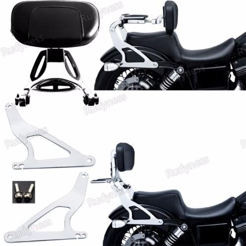 Chrome Fixed Mount&Multi Purpose Adjustable Driver Passenger Backrest For Harley 06-17 Dyna Models