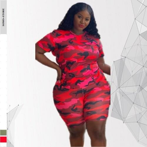 Summer Biker Shorts Set Camouflage Casual Tshirt and Shorts Tracksuit Joggers Plus Size Sweat Suits Wholesale Dropshipping