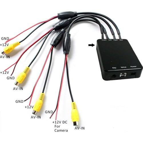 Hot!! 4PCS Rear View Back UP Cameras 4 Way 360 View Cameras Switch System For Rear Left Right Front Camera