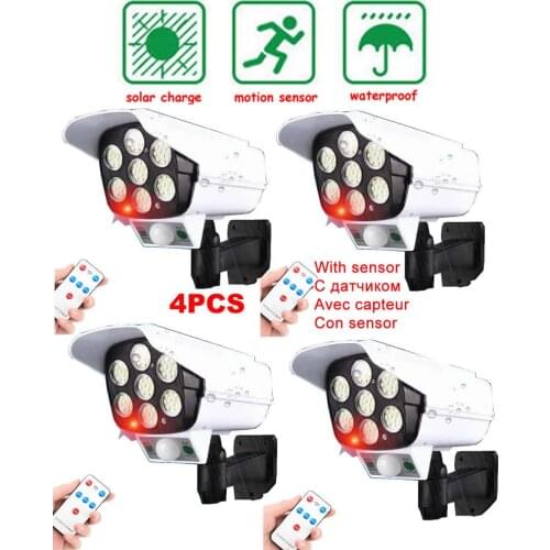 4pcs remote solar fake monitor dummy camera Night Light soalr Lamp Garden Lantern Body Induction PIR Motion Sensor Separated Hom