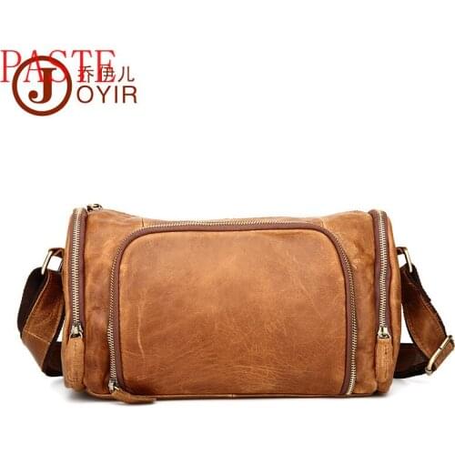 Top Cowboy 100% Fashion Genuine Leather Men Messenger Bag Vintage Design Pillow Bags men horizontal casual Travel Crossbody bags