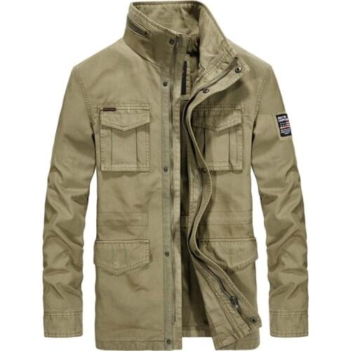 Quality Brand Cargo Military Jacket Men Autumn Winter Cotton Multi-pocket Outwear Army Mid-Long Coat Male Chaqueta Hombre M-4XL