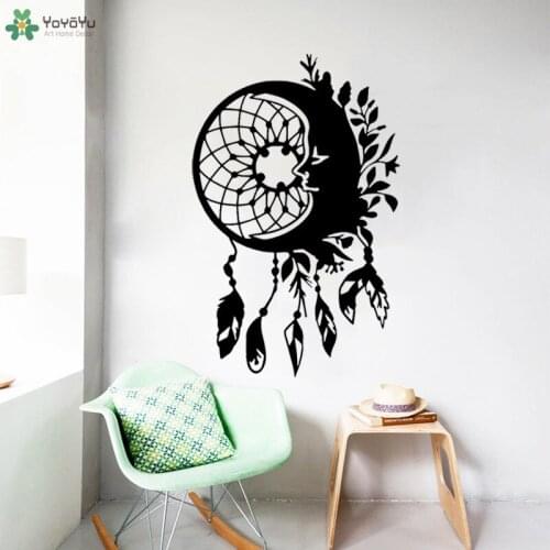 YOYOYU Wall Decal Removable Moon Feather Dreamcatcher Wall Sticker Interior Window Art Home Decor Modern Poster Kids Room CT658