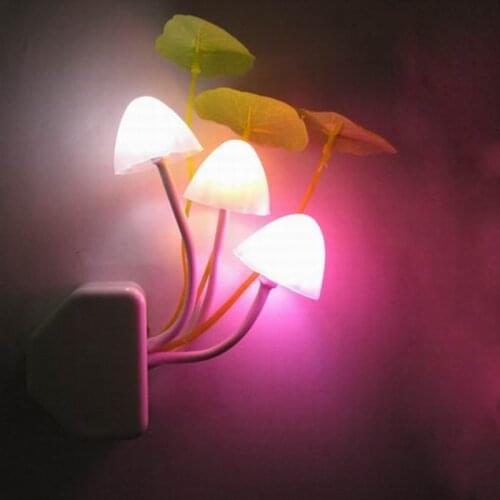 Novelty Creative night light EU/US Plug Light Sensor 3LED Colorful Mushroom Lamp Led AC110V-220V Night Lights for baby