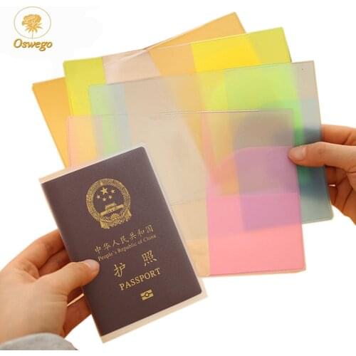 Oswego Passport Cover Multicolor Transparent Solid PVC Waterproof Passport Holder Portable Necessary Travel Card ID Holder 2019
