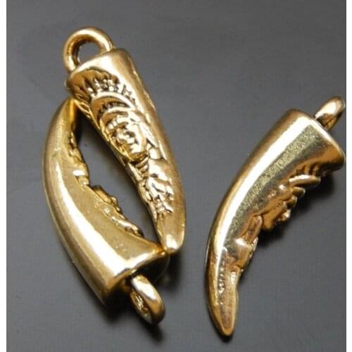 Wholesale 20PCS/Pack Gold Alloy Ox Horn Charm Necklace Pendant Punk Jewelry Making Crafts Man Gift Dec Accessories 5*18mm 39742