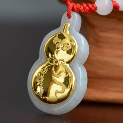 Natural Jade Necklace Good Quality Gourd Jade Pendant for men women Best Gift Good Luck