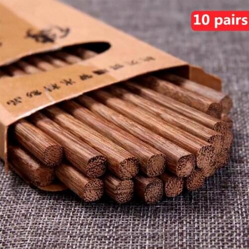 10 Pairs Chopsticks Reusable Wooden Bamboo Stick Chinese Japanese Food Sticks Chop Stick Chopsticks Wooden Tableware Dinnerware