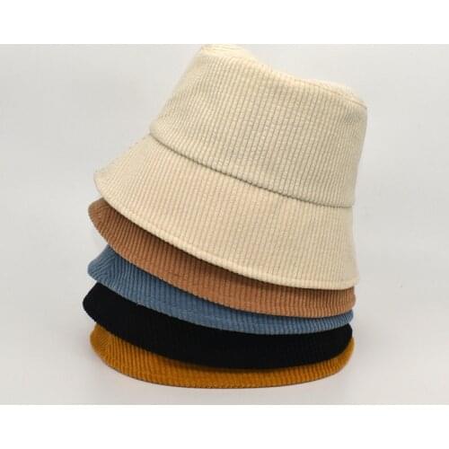 New Corduroy Fisherman bucket Hats for Women Fashion Panama Caps for Men Solid Color Folding Sun Cap Vintage Flat Hat панама