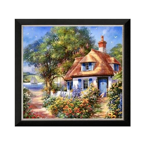 Scenery Embroidery Needlework Crafts 14CT Unprinted DIY Trees House Garden view Cross Stitch Kits Set Handmade Arts Home