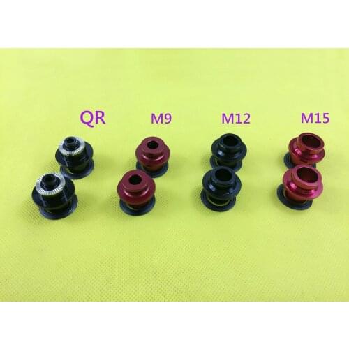 Powerway M64 front hub end caps adaptors QR M9 M12 M15x100mm PHB-M64 alluminum alloy converters black red QR 9mm 12mm 15mm Thru