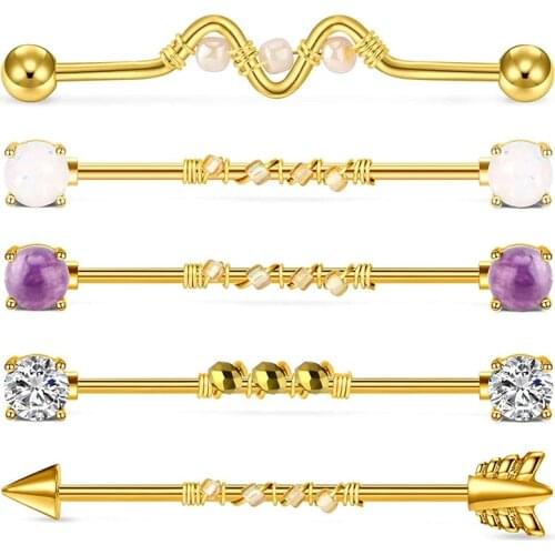 14G Stainless Steel Industrial Barbell Earring Cartilage Body Piercing Jewelry 38mm 1&1/2 Inch Industrial Piercing Bar