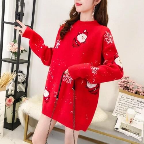 Christmas Autumn Winter Maternity Sweaters Woman Elegant Large Size Santa Claus Print Pullovers Sweaters For Pregnant Woman