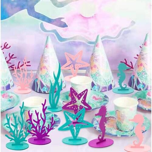 Mermaid Birthday Party Summer Party Home Felt Table Ornament Decor Supplies Under The Sea Baby Shower Girl Party Supplies ww34