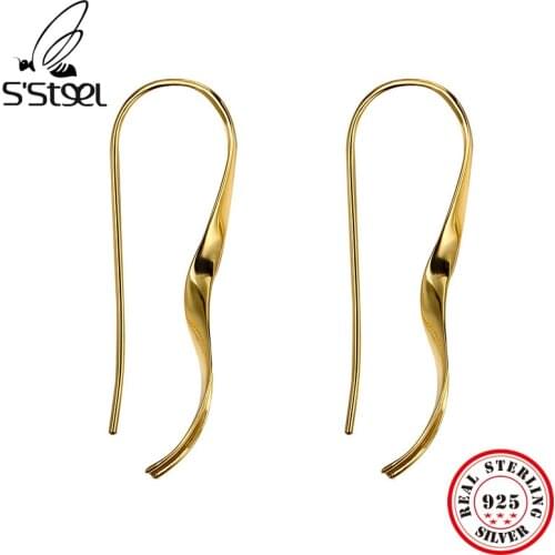SSTEEL Geometric Stud Earrings For Women Sterling Silver 925 Earring Personalized Trendy Earings Long Gold Earing Fine Jewelry