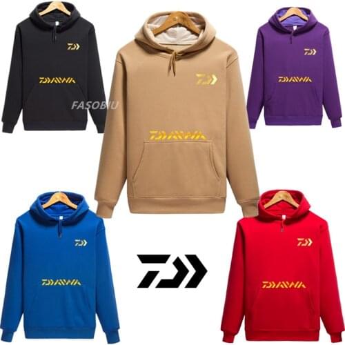 Daiwa Fishing Hoodie Men Winter Warm Fishing Sweatshirt Men Fishing Shirt Coat Fishing Jacket Men Sport Wear Fishing Clothing