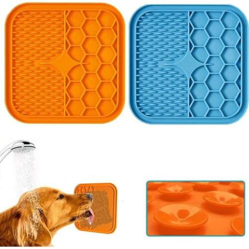 21*21*1CM Convenient Pad Slower Feeder Pad Soft Silicone Pet Dogs Dispenser Feeder Pad Dog Bathing Lick Pads pet Supplies