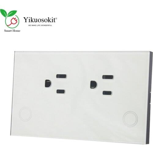 Smart Home Tuya Intelligent 2Gang US Standard 13A Power US WIFI Wall Power Socket Works With Google Assitant Alexa Black White