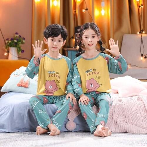 Spring Autumn Children Pajama Sets Long Sleeve Cartoon Kids Homewear Suit Girl Sleep Clothing Childrens Pyjama Boy Home Clothes