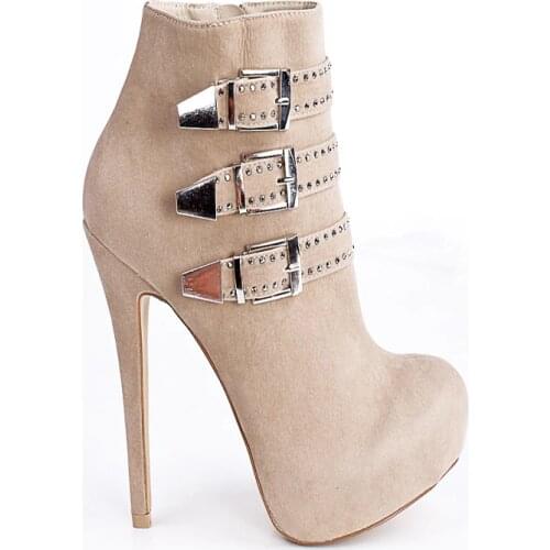 Original Intention 4 Colors High-quality Women Ankle Boots Elegant Round Toe Thin Heels Boots Shoes Woman Plus US Size 4-15