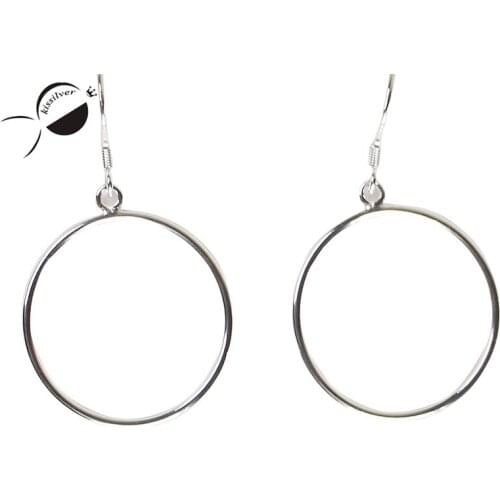 Simple Big Circular 925 Sterling Silver Earrings for Women Handmade Female Dangle Earrings Fine Jewelry Fashion Drop Earrings