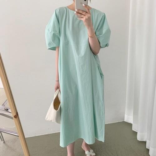Womens Spring Summer Fashion Designer Brief Long Cotton Dress Female Chic Casual Loose Dress TB693