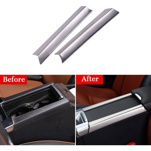 2PCS Stainless Steel Car Cup Holder Armrest Box Decoration Strip Central Control Cup Holder Trim for Volvo XC60 S60 S60L V60