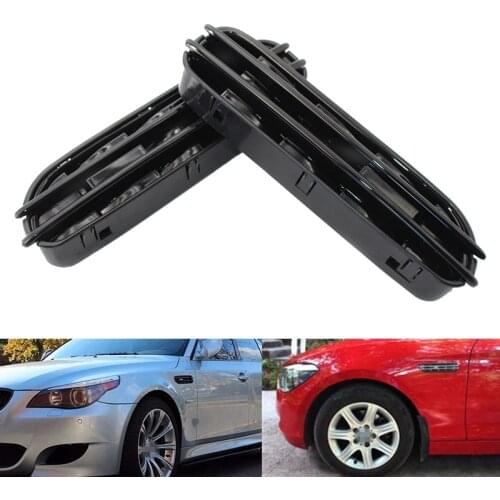 2 Pcs M5 Side Fender Air Flow Vents Grille Grill For-BMW E60/E61 E39 M5 Glossy Black