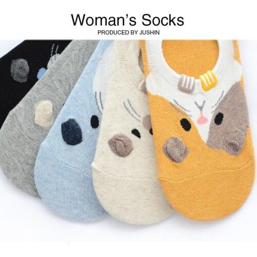 Stereo CAT Invisible Short Woman Sweat summer comfortable cotton girl boat socks ankle low female hosiery 3pair=6pcs XG19