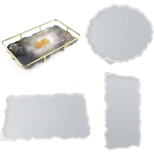 3Pcs Big Rectangle Round Plate Resin Mold Kit Flexible Silicone Oversized Fruit Disc Tray Resin Mold Clear Art Crafts