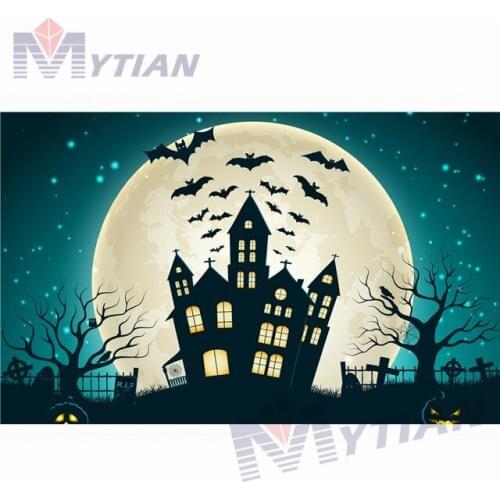 5D DIY Diamond Embroidery Bat,Ancient House,Crow,Dead Tree,Ghost,Halloween Diamond Painting Cross Stitch Mosaic Wall Decoration