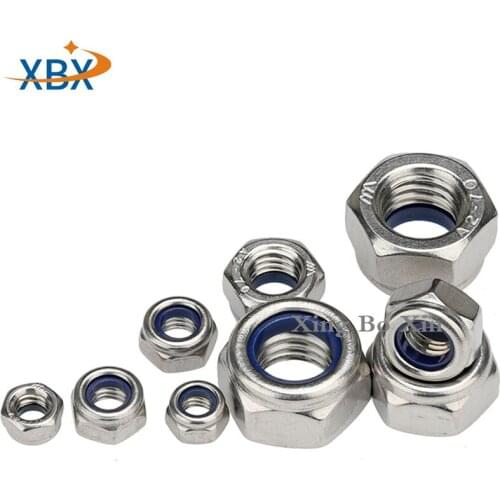 A2-70 Stainless Steel 304 DIN985 Nylon Insert Lock Nuts/Nylon M2M2.5 M3 M4 M5 M6 M8 M10 M12