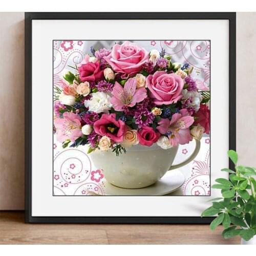 Diamond Embroidery Flower Mosaic Rhinestone Home Decoration Diy Handicraft Diamond Painting Full Round
