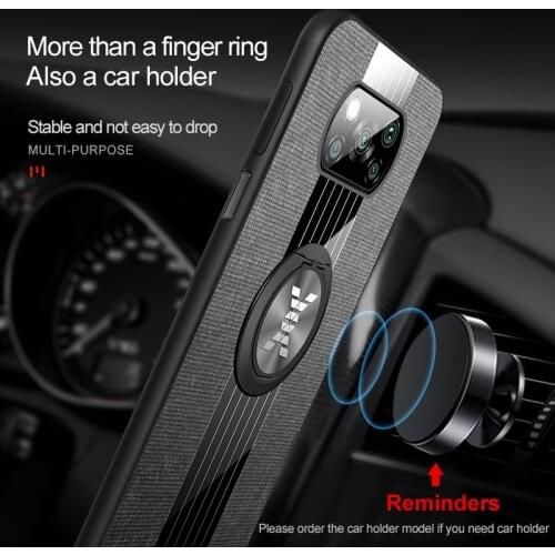 For Xiaomi Poco X3 Case Ring Holder Fabric Hard Cover Soft Frame Cloth Phone Case For Xiomi Xiaomi Poco X3 NFC