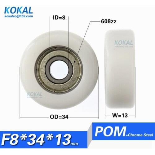 [F0834-13]Free Shipping 10PCS 608ZZ kitchen rentilator printer sliding roller bearing wheel 8*34*13mm bearing pulley 0834K