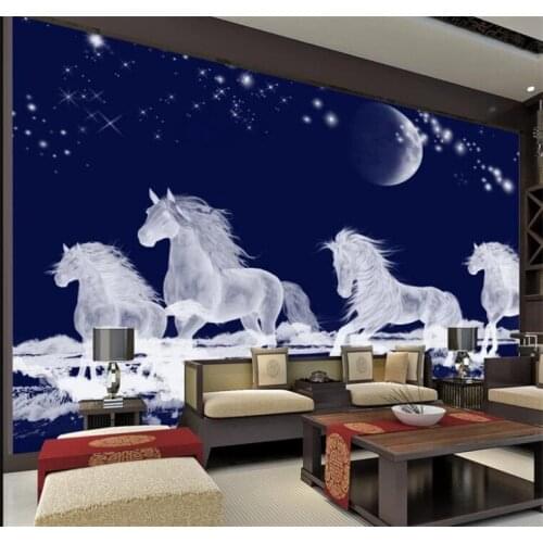 HD Modern Simple Abstract Art Running Horse Photo Wallpaper Living Room Theme Hotel Interior Decor 3D Stereo Mural Papel Tapiz