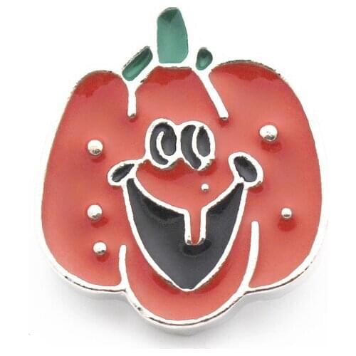 Hot Sale 10pcs/lot Enamel Smiling Face Pumpkin Silver Snap Button Fit 18mm/20mm Ginger DIY Snap Bracelet Halloween Gift Jewelry