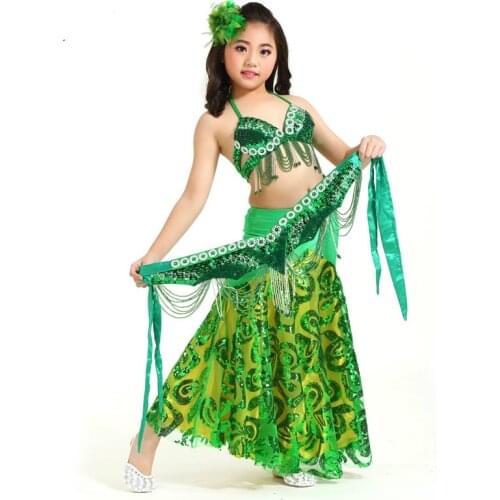 Indian Clothes For Kids oriental dance costumes pollywood skirt bra belt skirt set kids belly dance costumes