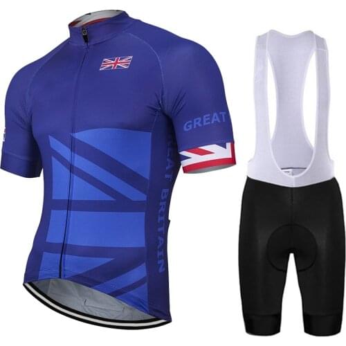 2020 Great Britain Men Blue Cycling Jersey Bike MTB Road Mountain Race Tops Cycling Set Breathable Gel Pad