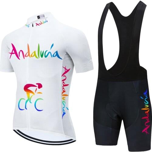 Pro Team Andalucia Clothing Cycling Bike Wear 2021 Mens Short Sleeve Cycling Jersey Set Bicycle Clothes Jersey Ropa Ciclismo
