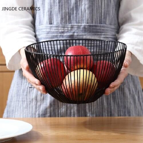 Direct handmade wrought iron golden fruit basket home shop meal features decorative leaves fruit basket snacks candy blue