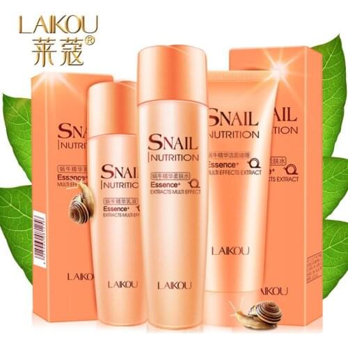 Laikou snail 3 - piece set facial cleanser / toner / emulsion independent packaging
