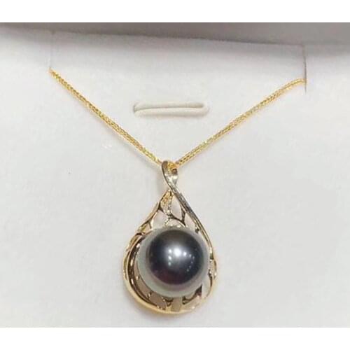 MADALENA SARARA 10.5-11mm Saltwater Pearl 18K Gold Women Necklace Tahiti Pearl Perfectly Round Pendant Necklace AU750 gold