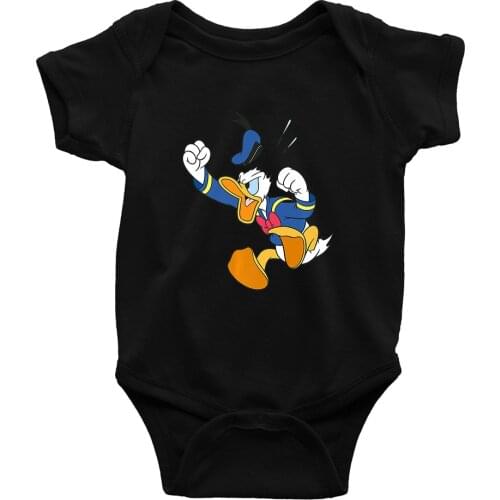 Fashion Disney Donald Duck Cartoon Printing Baby Girl Boy Onesie 0-24M Summer New Products Toddler Jumpsuit Comfortable Harajuku