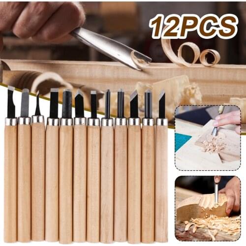 12pc Wood Carving Knife Chisel Kit Woodworking Whittling Cutter Chip Hand Tool Cut For Basic Detailed Carving Scalpel Craft